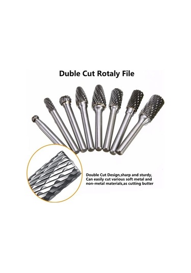 Wealthglow Adet Karbür Freze Seti 1/4 Inç Şaft Tungsten Çelik Çift Kesim Kalıp Taşlama Uçları, Parlatma Karbür Döner Freze Yok Hbcv000087lo6h Ylgı0s