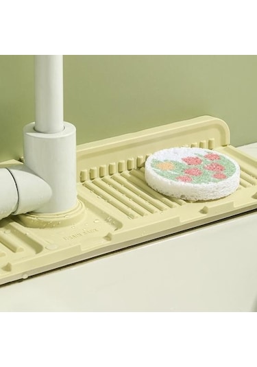Yeşil Lavabo Musluğu Drenaj Mat Mutfak Sıçrama Koruması Kurutma Mat Çok Fonksiyonlu Lavabo Organizasyon Tepsisi Ev İçin