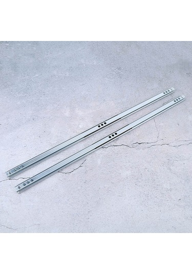 Vkemall 450mm Çift Yönlü Çekmecelik Ray 2 Adet - 17mm Genişlikli Soğuk Rollük Çelik - Laboratuvar & Dolap Uygulamaları - Sürtünme Dirençli Diğer