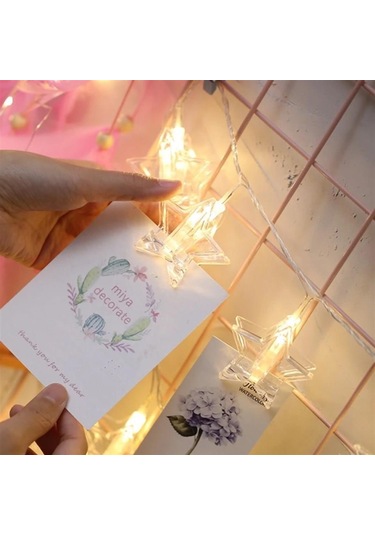 Hdmarketim Yıldız Mandal Led Pilli Şerit Lamba Işık (2 Metre)