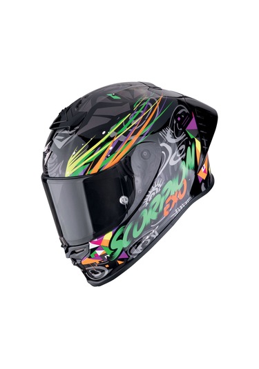 Scorpion Exo R1 Evo II Air Savage Spor Motosiklet Kaskı Siyah Yeşil Turuncu