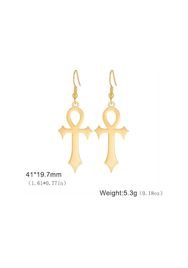 Kadınlar Kızlar İçin Ankh Haç Küpeleri Eski Mısır Haçı Paslanmaz Gold