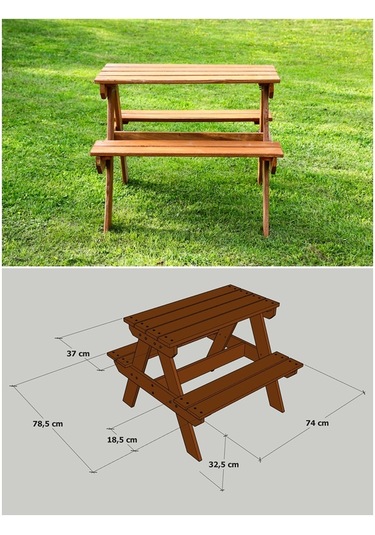 Mandu Ahşap Çocuk Piknik Masası Fındık Rengi (551457742) Fındık