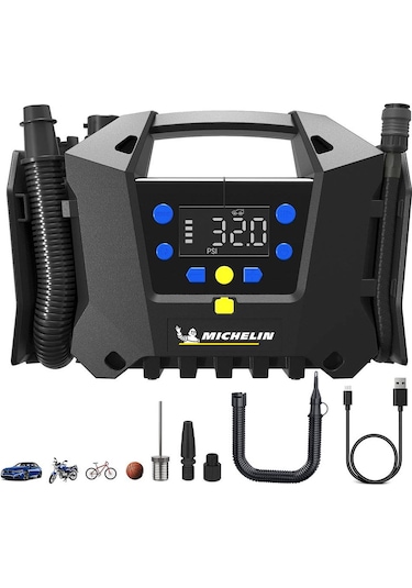 Michelin Mc34259 11.1volt/2.5ah.120psı Ayarlanabilir Dijital Basınç Göstergeli Şarjlı Lastik&yatak Şişirme Pompası