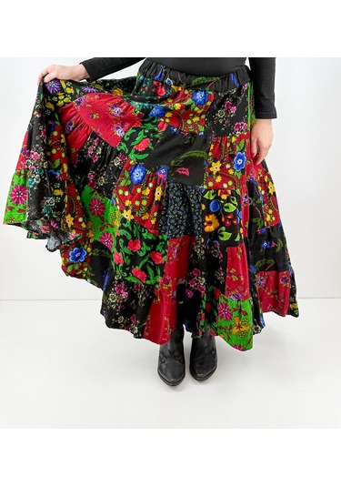 Modaonna Özel Tasarım Patchwork Maxi Etek Çok Renkli