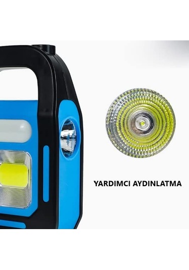 Sekatech Solar Işıldak Fener Taşınabilir Güneş Enerjili Ve Usb Mavi