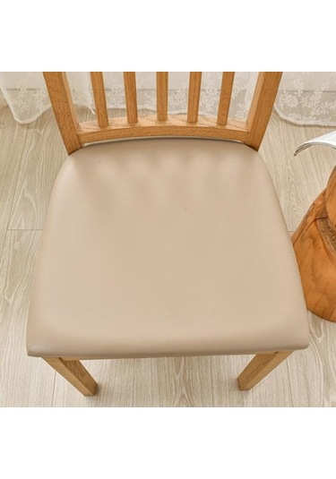 Sandalye Kılıfı Su Geçirmez Yüksek Elastikiyet Suni Deri Kaymaz Kolay Kurulum Koltuk Koruyucu Gri