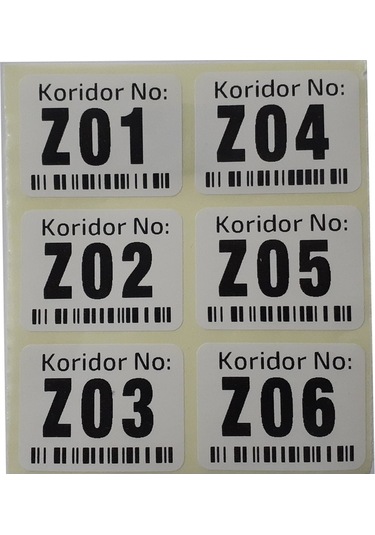 Sayı Etiketi Alfanümerik Sayı, Numara Etiketi A001'den A100'e