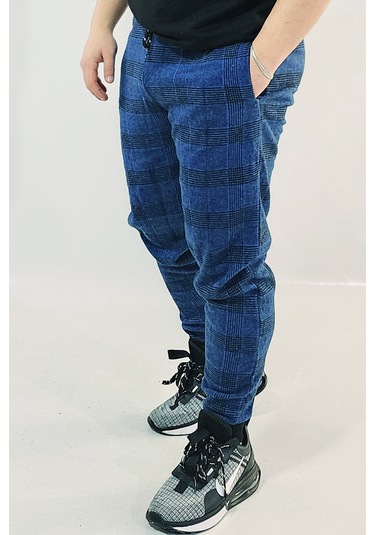 Wingetstar Ekose Manşetli Erkek Eşofman Altı Saks Mavisi