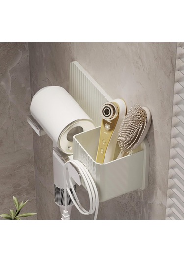 Minimalizm Duvara Monte Saç Kurutma Makinesi Tutucu Beyaz
