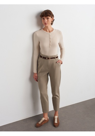 Dilvin 31544 Düğmeli Uzun Kollu Top-taş Taş