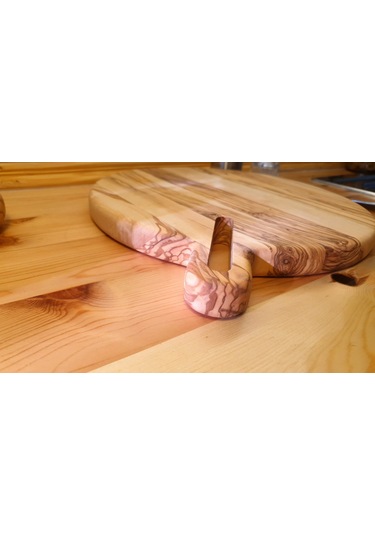 Zeytin Ağacı Ahşap Pizza Peynir Sunum Saplı Kesme Tahtası