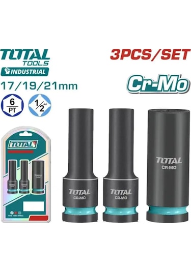 Total 3 Parça 1/2 6 Köşe Darbeli Derin Lokma Takımı Thkısd12042l