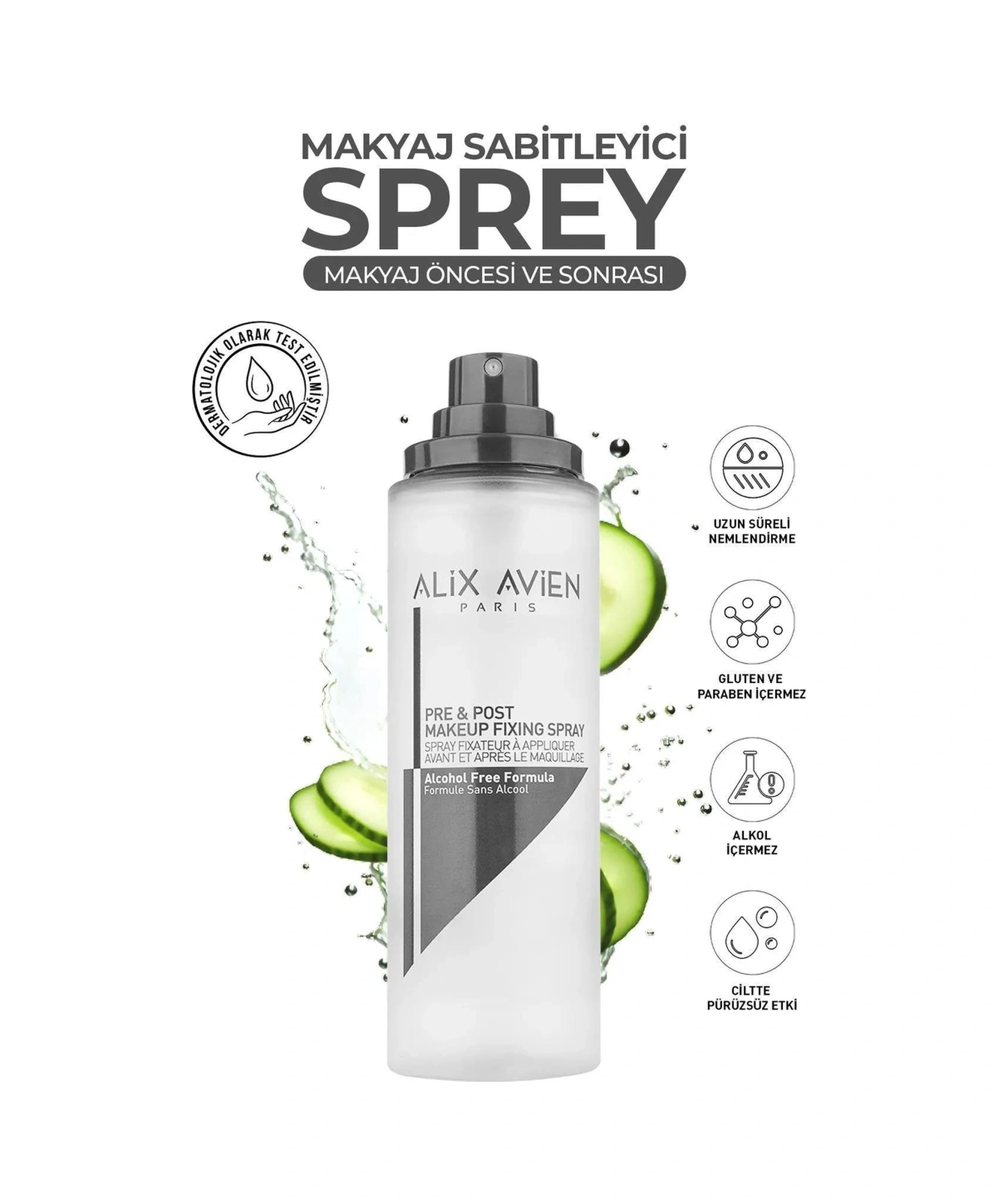 Alix Avien Uzun Süre Kalıcı Nemlendirme Işıltılı Dolgunlaştırıcı Etkili Yoğun Pigmentli Gri Çantalı Makyaj Seti