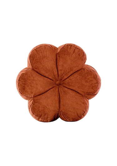 Papatya Bloom Dekoratif Kadife Kırlent-kiremit - 40x40 Cm Kiremit