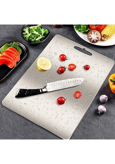 Novahub 1 Adet 39x28cm Paslanmaz Çelik Kesme Tahtası - Mutfak Aracı - Doğrama Tahtası - Ev Kullanımı İçin Diğer