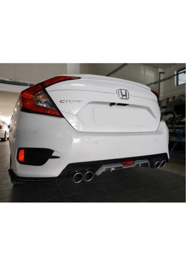 Honda Civic Fc5 2016-2021 Difüzör 4 Egsoz Görünümlü Gri Silver