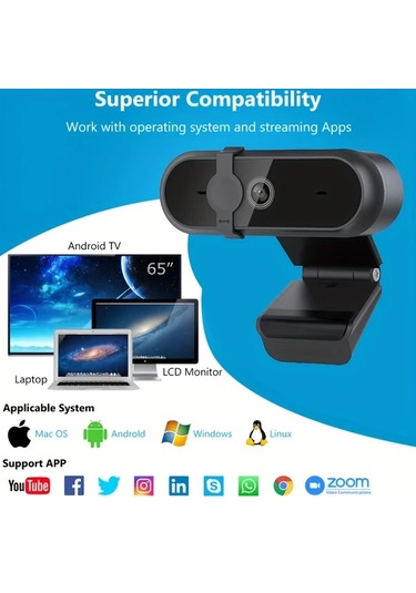 Dashanshop 1080p Bilgisayar Kamerası Yüksek Çözünürlüklü Usb Mikrofonlu Görüntülü Sohbet Canlı Yayın