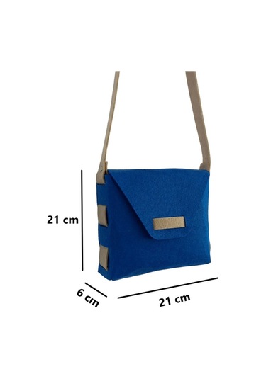 Kız Çocuk Omuz Çantası Keçe Sağlıklı Dikişsiz Etkinlik Günlük Çanta Mavi-kahve Mavi