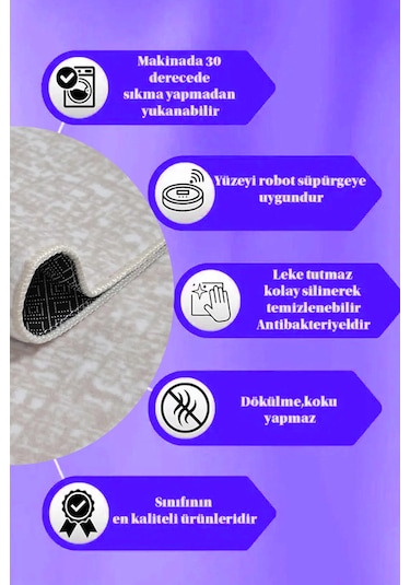 Lüle Halı Düz Renk Kaymaz Taban Yolluk Halı Bnynkremka2