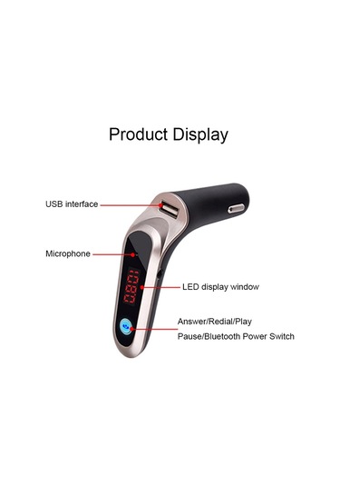 S7 Akıllı Dijital Ekran Müzik Çalar Arama Araç Şarj Cihazı, Renk: Altın