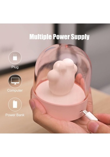 Müzikli Led Gece Lambası Kedi Pençesi Şeklinde Lamba Aydınlatma Gece Başucu Lambası Çocuklar İçin Seyahat Kamp Ofis Ev Dekoru Pembe