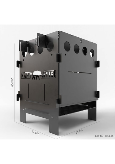 Kamp Ayısı Pyro Ateş Kutusu Portatif ve Katlanır Çok Yakıtlı Kamp Ocağı Çantalı Gri