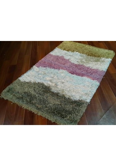El Dokuma Shaggy Bej Lila Shaggy Halı 90X150 Cm Lila