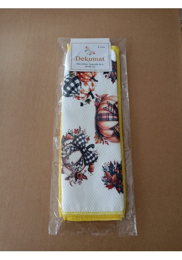 Microfiber Temizlik Bezi 40x50 Cm 2 Adet Bir Adet Baskılı Bir Adet Naturel