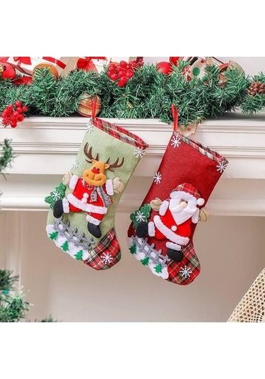 Geeksen Noel Ağaç Dekorasyonu: 4 Adet Askı Şeker Çantası - Noel Hediyesi Saklama Çantaları Ve Süs Eşyaları