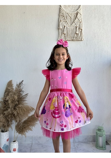 Barbie Kız Çocuk Elbisesi - Pembe