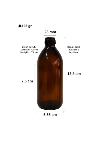 Afracam Yuvarlak Amber 200 Ml Siyah Kapaklı Cam Şişe 12 Adet