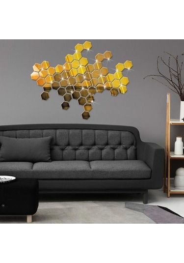 Kırmızı 12/24/28/30 Adet Altıgen Kendinden Yapışkanlı Ayna Etkisi 46 40 23mm Kırmızı