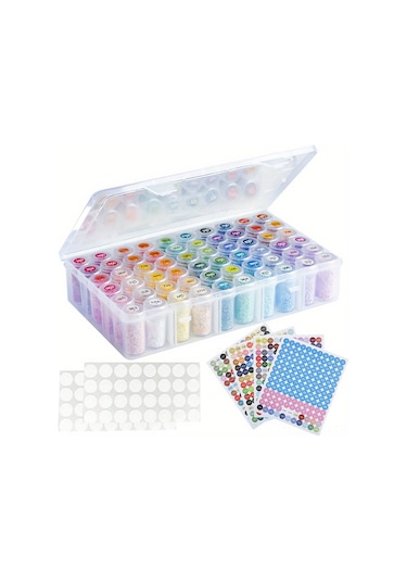 Springsun Beyaz Akrilik Bölmeli Depolama Kutusu - Renkli Çember Stickerli, Bölmeleri Ayrılabilir, İlaç, Kozmetik Ve Küçük Eşyalar İçin Organize Edici Kutular 60 Adet Beyaz