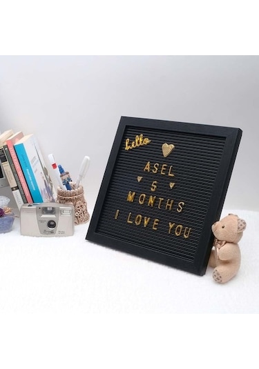 Siyah Yazı Panosu Mesaj Tahtası, 121 Gold Harf Karakterli