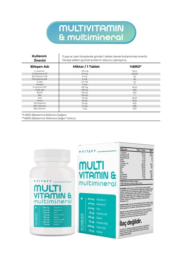 Multivitamin & Multimineral 1x30 Tablet İkili Set