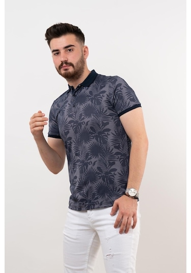 Polo Yaka Slimfit Desenli Erkek T-Shirt