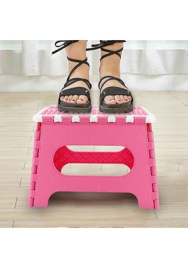 Bloomnest Kalın Plastik Katlanır Tabure, Gelişmiş Masaj Sandalyesi, 29x22x22cm, Pembe Altın-siyah, Taşınabilir, Çocuklar İçin Altın - Siyah