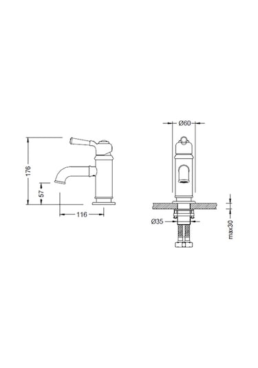 Bocchi Burlington 1004-0001-AB Lavabo Bataryası Antik Siyah