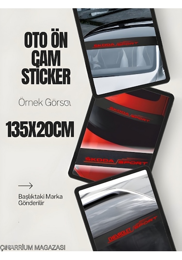 Skoda Kamiq Oto Ön Cam Kaliteli Sticker Yerli Üretim 135x20 Karbon