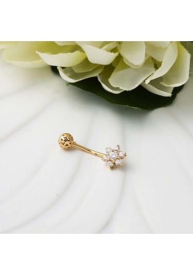 Bilezikci Papatya Model 14 Ayar Altın Göbek Piercing Vaad33056 Sarı