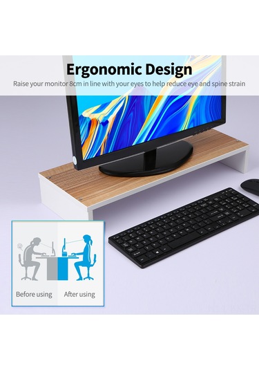 Kangvka Ahşap Monitör Yükseltici Ayak: Klavye Saklama Bölgesi, 30kg Yük Taşıma, Kolay Kurulum - Siyah
