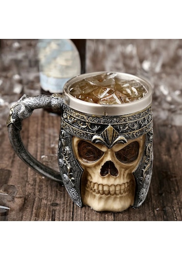 3d Tasarımlı Kurukafa Şövalye Kupa Bardak