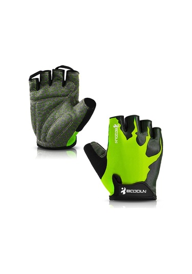 Yuntech01 Yeşil L Beden Sbr Ve Silikonlu Yarı Parmak Antrenman Eldiveni - Dayanıklı, Nefes Alıcı, Kaymaz Önleyici - Bisiklet, Ağırlık Çekme İçin Yeşil