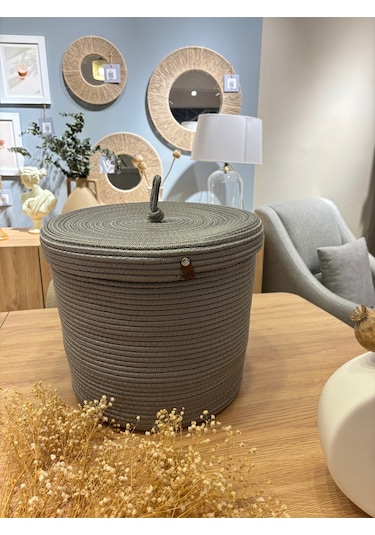 Victor Çok Amaçlı Düzenleyici Kapaklı Sepet,kapaklı Saksılık, Kapaklı Organizer 30x30 - Orta Boy Gri