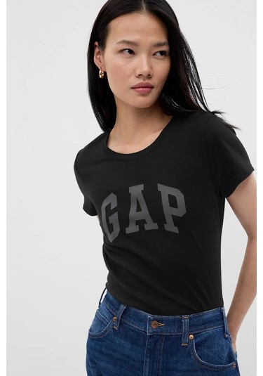 Gap V-ss Logo Classic Kadın Tişört SIYAH
