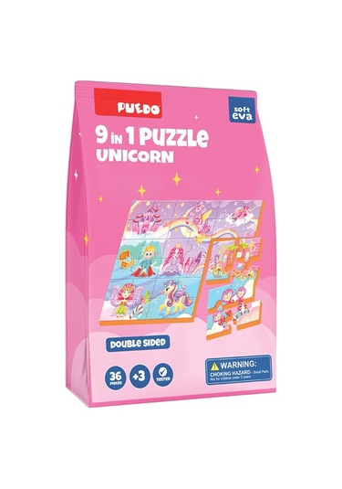 Puedo 36 Parça 9in1 Çift Taraflı Puzzle - Unicorn