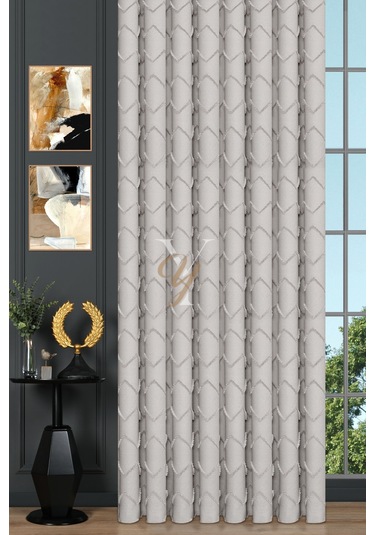 Jakar Kesme Fon Perde Ezgi V-6001 Ekru Ekru