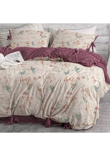 Bağcıklı %100 Pamuk Çift Kişilik Nevresim Takımı- Kır Esintisi 3