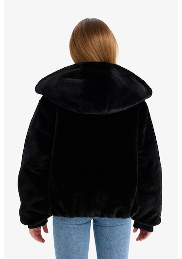 Defacto Kız Çocuk Çift Taraflı Kapüşonlu Mont C5493a825aubk27 Siyah